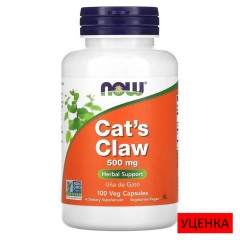 Now Foods, кошачий коготь, 500 мг, 100 вегетарианских капсул (50 порций)
