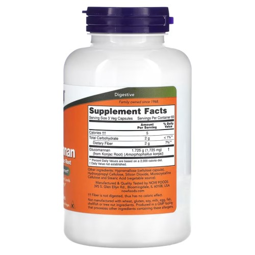 NOW Foods, Глюкоманнан, 180 растительных капсул (575 мг в 1 капсуле)