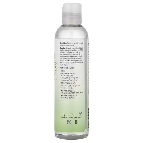 NOW Foods, Solutions, органический растительный глицерин, 237 мл (8 жидк. унций)