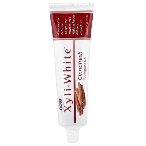 NOW Foods, Solutions, XyliWhite, гелевая зубная паста с пищевой содой, без фторида, корица, 181 г (6,4 унции)