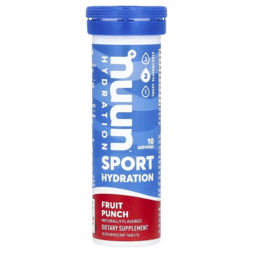 Nuun, Sport Hydration, напиток с шипучим электролитом, фруктовый пунш, 10 таблеток