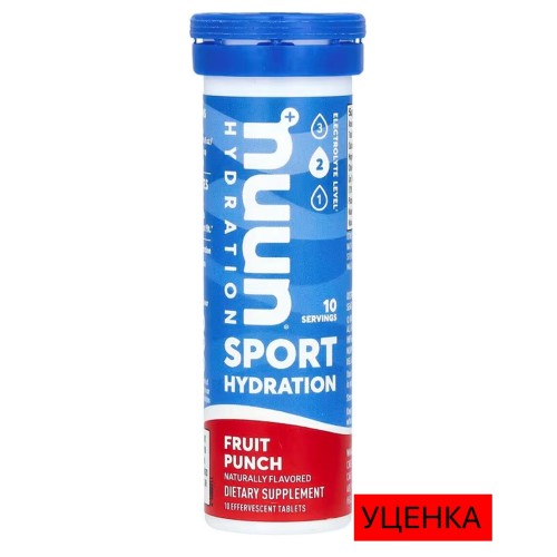 Nuun, Sport Hydration, напиток с шипучим электролитом, фруктовый пунш, 10 таблеток