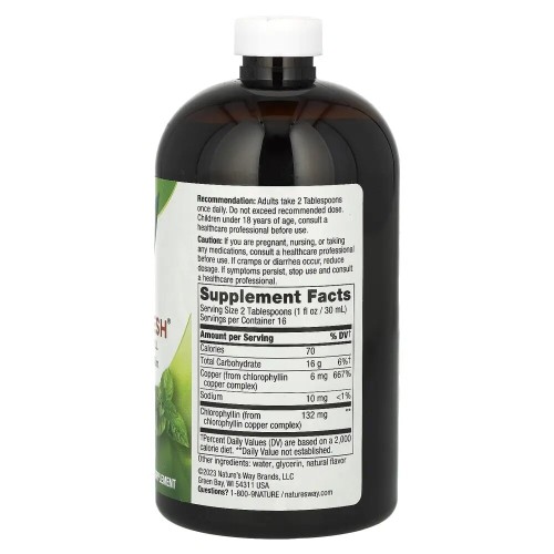 Nature's Way, Chlorofresh, жидкий хлорофилл, с ароматом мяты, 132 мг, 473,2 мл (16 жидк. унций)