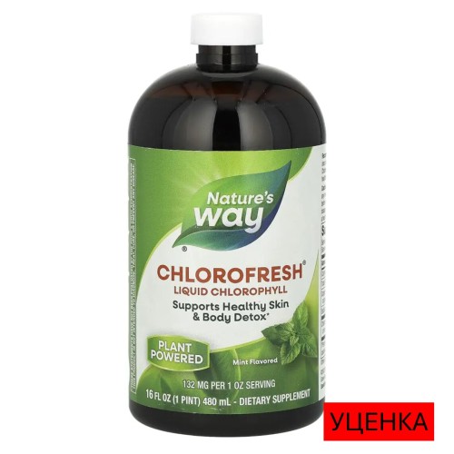 Nature's Way, Chlorofresh, жидкий хлорофилл, с ароматом мяты, 132 мг, 473,2 мл (16 жидк. унций)