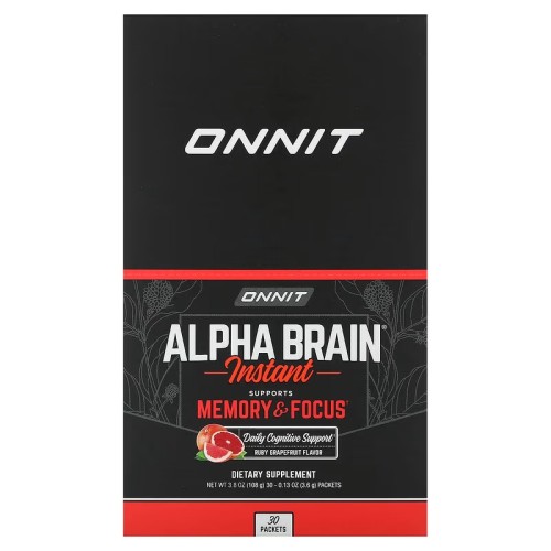 Onnit, Alpha Brain Instant, для памяти и концентрации, рубиновый грейпфрут, 30 пакетиков по 3,6 г