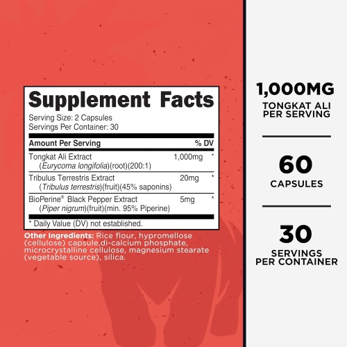 PrePrimal, Tongkat Ali, 1000 мг, 60 капсул (30 порций)
