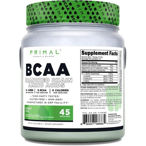 PrePrimal, Аминокислоты с разветвленной цепью, BCAA, вкус Great Ape (Зеленое яблоко), 482 г (45 порций)