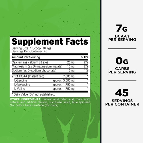 PrePrimal, Аминокислоты с разветвленной цепью, BCAA, вкус Great Ape (Зеленое яблоко), 482 г (45 порций)