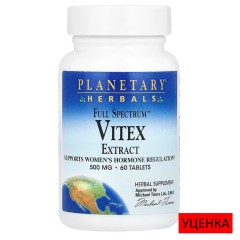 Planetary Herbals, Полный спектр, экстракт витекса, 500 мг, 60 таблеток