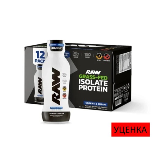 Raw Nutrition, жидкий изолят протеина, RTD, вкус печенье с кремом, 355 мл, (1 порция)