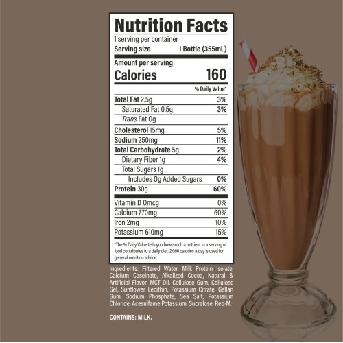 Raw Nutrition, жидкий изолят протеина, RTD, вкус соленая карамель, 355 мл, (1 порция)