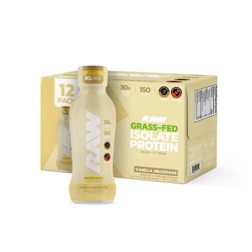 Raw Nutrition, жидкий изолят протеина, RTD, вкус ванильный коктейль, 355 мл, (1 порция)