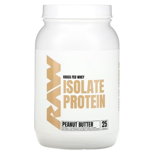 Raw Nutrition, сывороточный изолят сывороточного протеина от коров травяного откорма, с арахисовым маслом, 857,5 г (1,89 фунта)