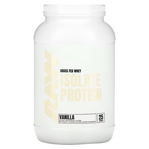 Raw Nutrition, изолят сывороточного протеина от коров травяного откорма, со вкусом ванили, 740 г (1,63 фунта)