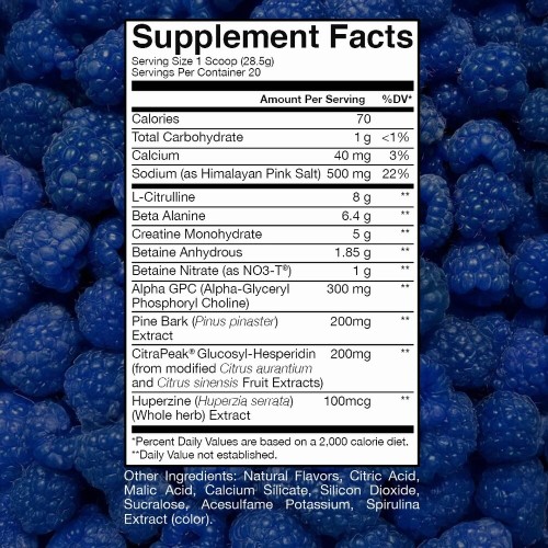 Raw Nutrition, Bum, Thuper Pump, голубая малина, 570 г, (20 порций)
