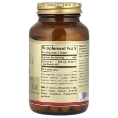 Solgar, витамин В1, 500 мг, 100 таблеток