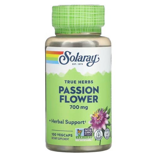 Solaray, True Herbs, пассифлора, 350 мг, 100 растительных капсул (50 порций)