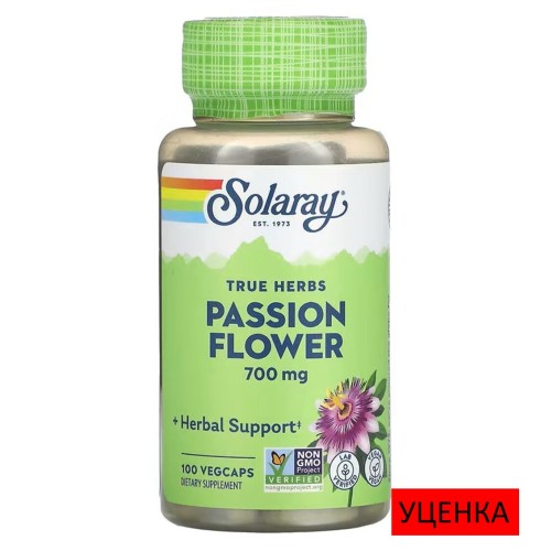 Solaray, True Herbs, пассифлора, 350 мг, 100 растительных капсул (50 порций)
