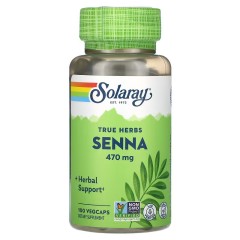 Solaray, True Herbs, сенна, 470 мг, 100 растительных капсул (УЦЕНКА! Незначительное повреждение этикетки)