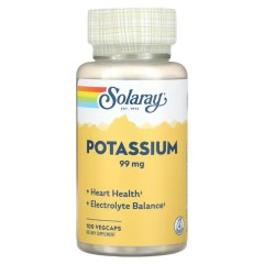Solaray, Калий, 99 мг, 100 растительных капсул VegCaps
