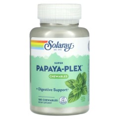 Solaray, Super Papaya-Plex, ферменты папайи, натуральная свежая мята, 180 жевательных таблеток