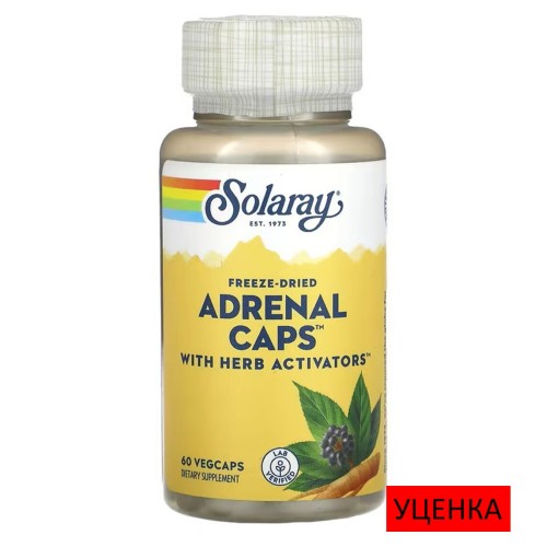 Solaray, лиофилизированные капсулы для надпочечников с растительными активаторами, 60 вегетарианских капсул (30 порций)
