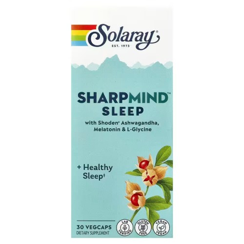 Solaray, SharpMind ™ Sleep, 30 растительных капсул (УЦЕНКА! Срок годности: 08/25)
