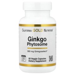California Gold Nutrition, Ginkgo Phytosome, фитосомы гинкго, 360 мг, 60 растительных капсул