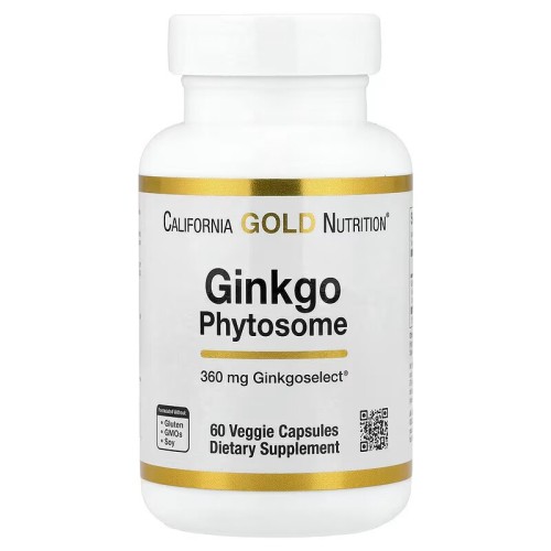 California Gold Nutrition, Ginkgo Phytosome, фитосомы гинкго, 360 мг, 60 растительных капсул