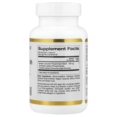 California Gold Nutrition, Turmeric Curcumin Phytosome Meriva, фитосомы куркумина из куркумы, 500 мг, 60 растительных капсул