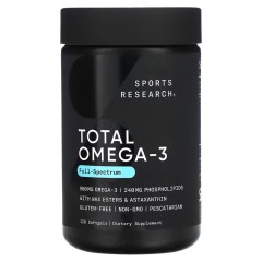 Sports Research, Total Omega-3, 120 капсул, 60 порций