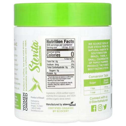 Stevita Naturals, органическая стевия, 454 г (16 унций)