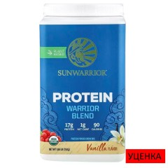 Sunwarrior, Warrior Blend, органический растительный протеин, со вкусом ванили, 750 г (30 порций)