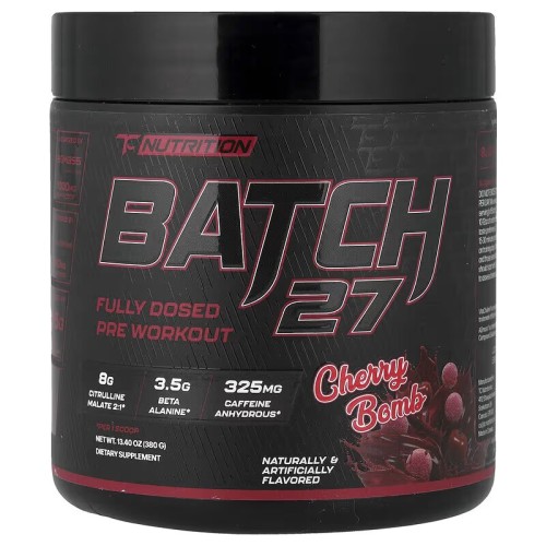 TC Nutrition, Batch 27, предтренировочная добавка, Вишня, 380 г (20/40 порций)