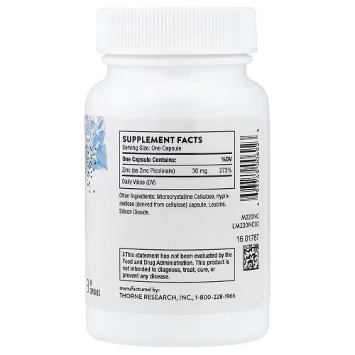 Thorne Research, пиколинат цинка, 30 мг, 60 капсул