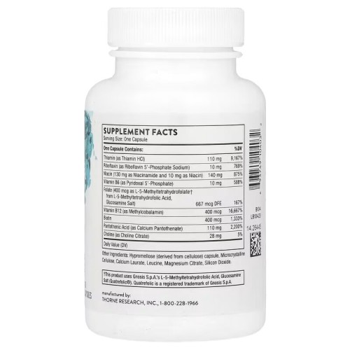 Thorne, комплекс основных витаминов группы B, 60 капсул