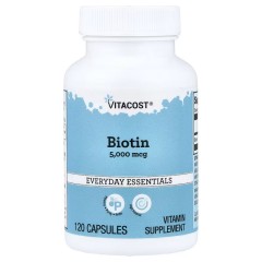 Vitacost, Everyday Essentials, биотин, 5000 мкг, 120 капсул