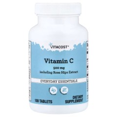 Vitacost, Everyday Essentials, витамин C с экстрактом шиповника, 100 таблеток