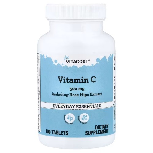 Vitacost, Everyday Essentials, витамин C с экстрактом шиповника, 100 таблеток
