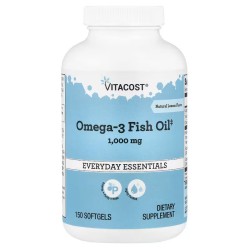 Vitacost, Everyday Essentials, рыбий жир с омега-3, натуральный лимонный вкус, 1000 мг, 150 мягких капсул