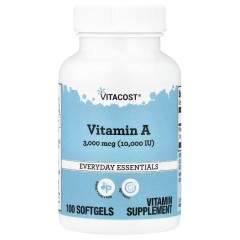 Vitacost, Everyday Essentials, Витамин A, 3000 мкг (10 000 МЕ), 100 мягких таблеток