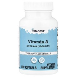 Vitacost, Everyday Essentials, Витамин A, 3000 мкг (10 000 МЕ), 100 мягких таблеток