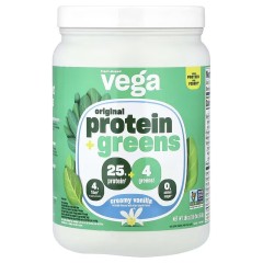 Vega, оригинальный растительный протеин и зелень, со вкусом сливочной ванили, 510 г, (11 порций)