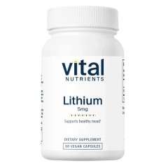 Vital Nutrients, Литий, 5 мг, 90 веганских капсул (УЦЕНКА! Срок годности: 10/25)