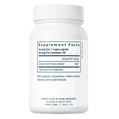 Vital Nutrients, Литий, 5 мг, 90 веганских капсул