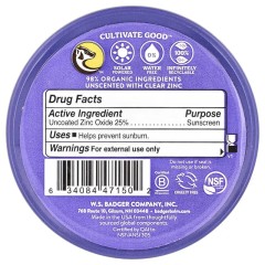 Badger Company, Adventure Sport, минеральное солнцезащитное средство с прозрачным цинком, SPF 50, без запаха, 68 г